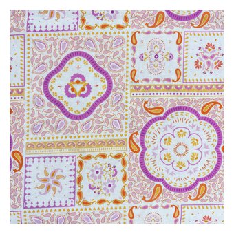 Island Haven Pink Mosaic Scarf Cotton Fabric by the Metre