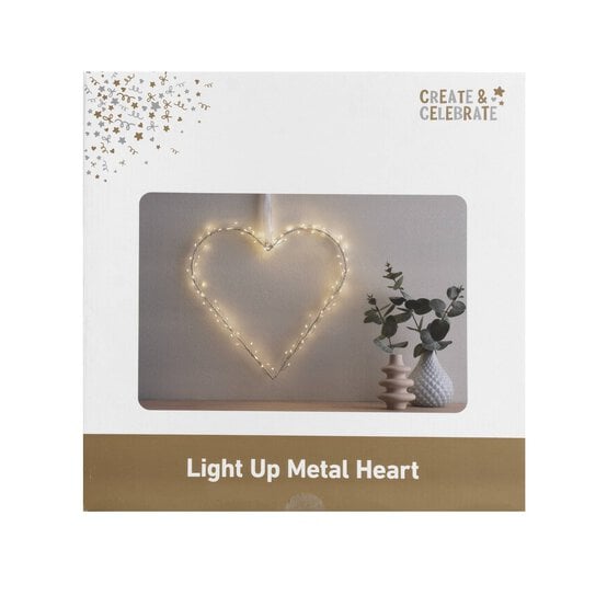 Create & Celebrate Light-Up Metal Wire Heart Decoration 30cm image number 3
