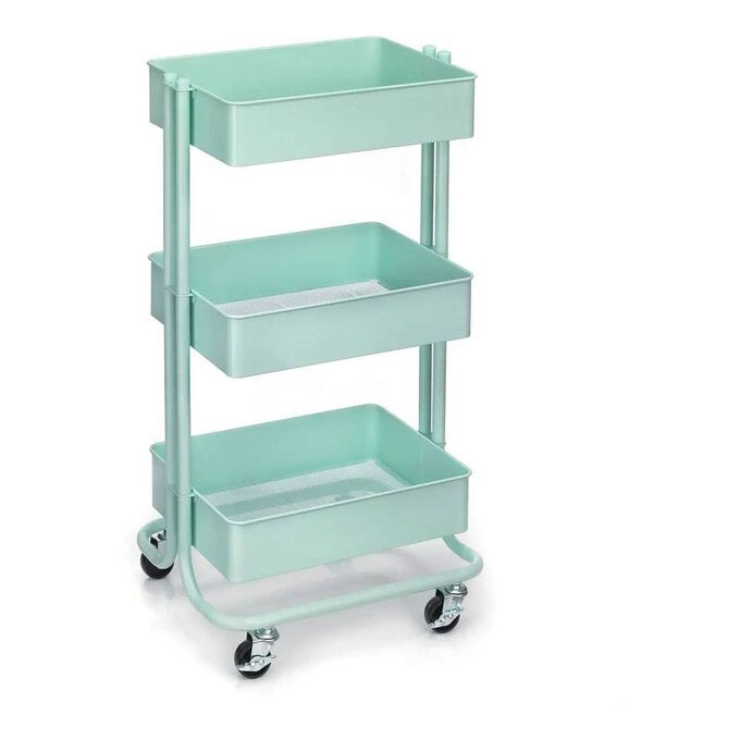Mint Green Three Tier Storage Trolley image number 1