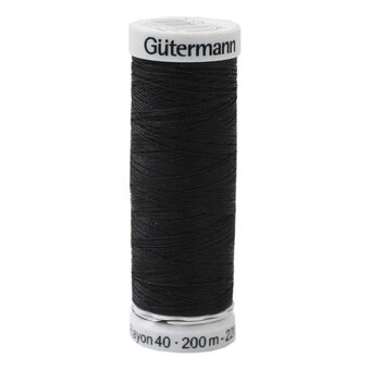 Gutermann Black Sulky Rayon 40 Weight Thread 200m (1234)