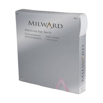 Milward White 30mm Sew-On Hook and Loop Tape by the Metre