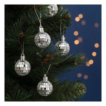 Mini Silver Mirror Ball Decorations 12 Pack