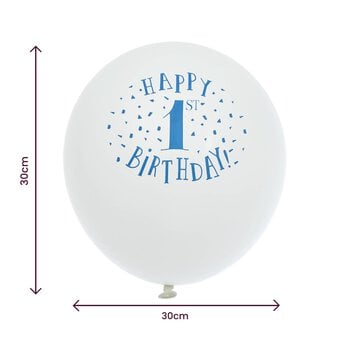 Blue 1st Birthday Latex Balloons 10 Pack image number 2