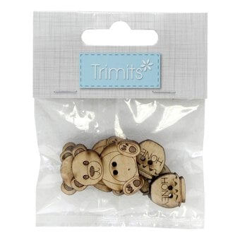 Trimits Wooden Teddy Bear Buttons 6 Pieces image number 2