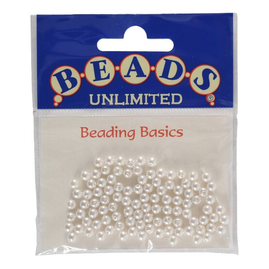 Beads Unlimited White Glass Pearl Beads 4mm 100 Pack image number 2