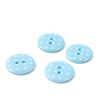 Hemline Sky Blue Novelty Spotty Button 4 Pack