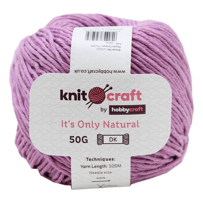 Knitcraft Purple It's Only Natural Light DK Yarn 50g