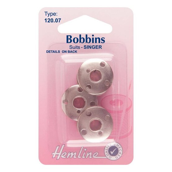 Hemline Singer 120.07 Metal Bobbins 3 Pack image number 1