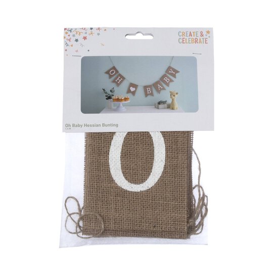 Create & Celebrate Oh Baby Hessian Bunting 1.4m image number 3