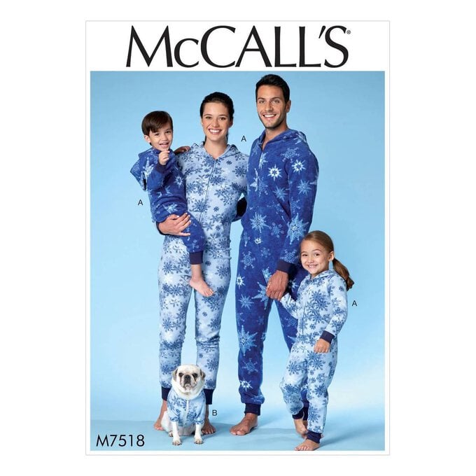 McCall’s Family Onesies Sewing Pattern M7518 (S-XL) image number 1