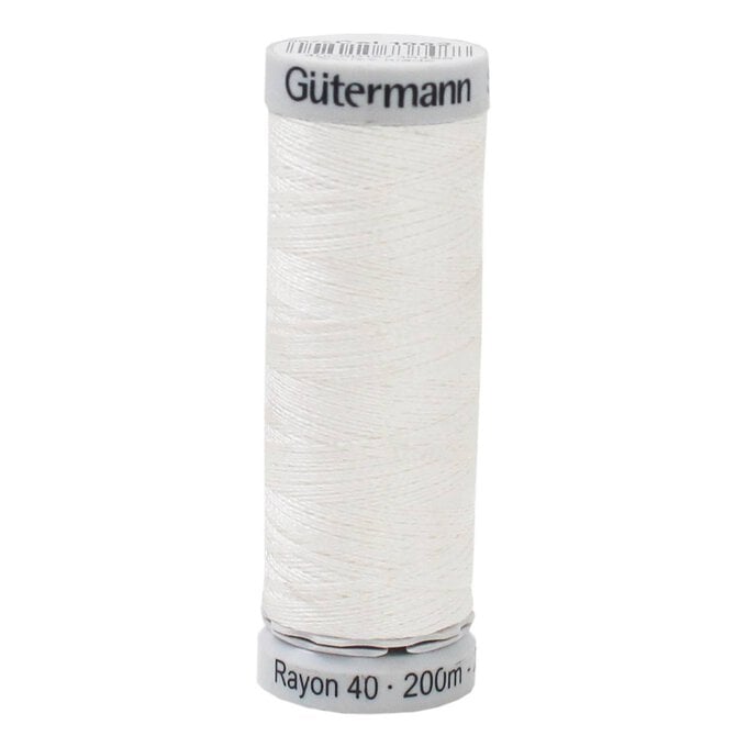Gutermann White Sulky Rayon 40 Weight Thread 200m (1002) image number 1