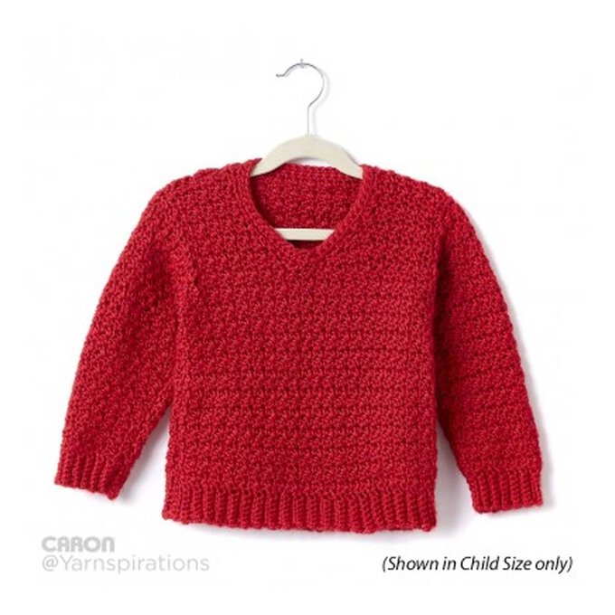 FREE PATTERN Caron Child's Crochet V-Neck Pullover