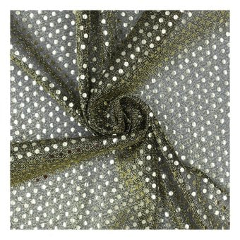 Black and Gold Sequin Polyester Jersey Fabric by the Metre