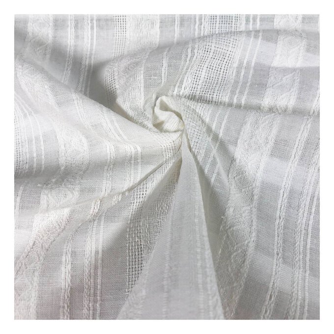 Ivory Linen Weave Fabric by the Metre image number 1