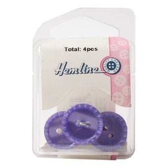 Hemline Lavender Basic Fancy Edge Button 4 Pack