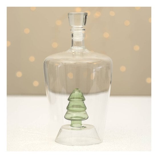 Green Tree in a Clear Bottle 24cm image number 1