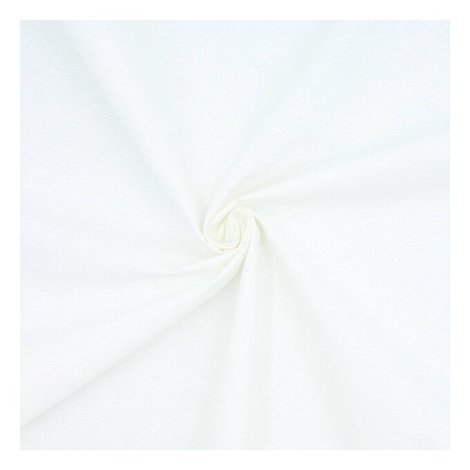 White Leaf Cotton Fabric by the Metre image number 1