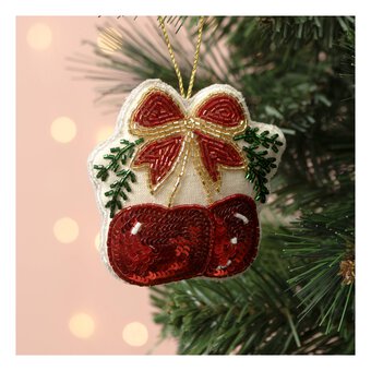 Hanging Beaded Cherries Decoration 9cm