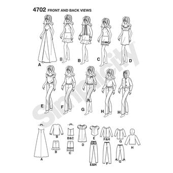 Simplicity Doll Clothes Sewing Pattern 4702 image number 2