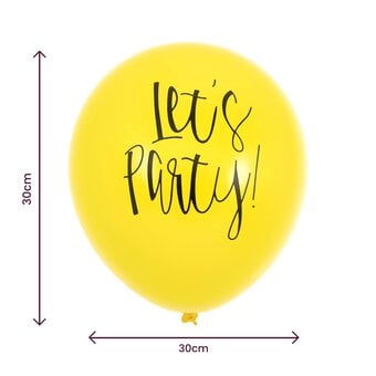 Yellow Let’s Party Latex Balloons 10 Pack image number 2