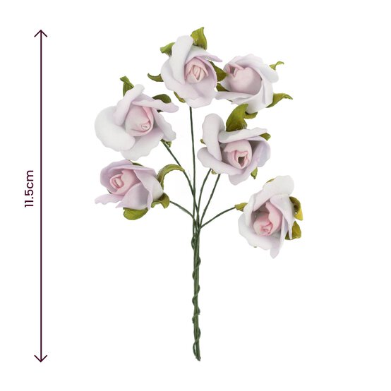 Handmade Blush Rose Wired Floral Picks 6 Pack  image number 4