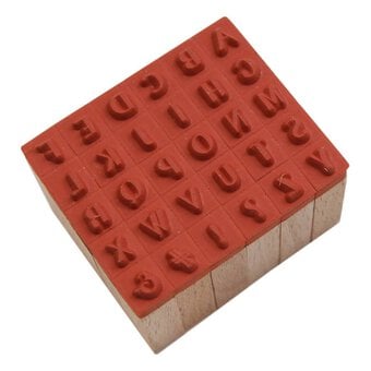 Elegant Mini Alphabet Wooden Stamp Set 30 Pieces