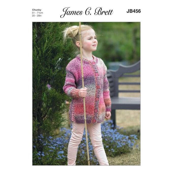 James C Brett Marble Chunky Girl's Cardigan Pattern JB456 image number 1