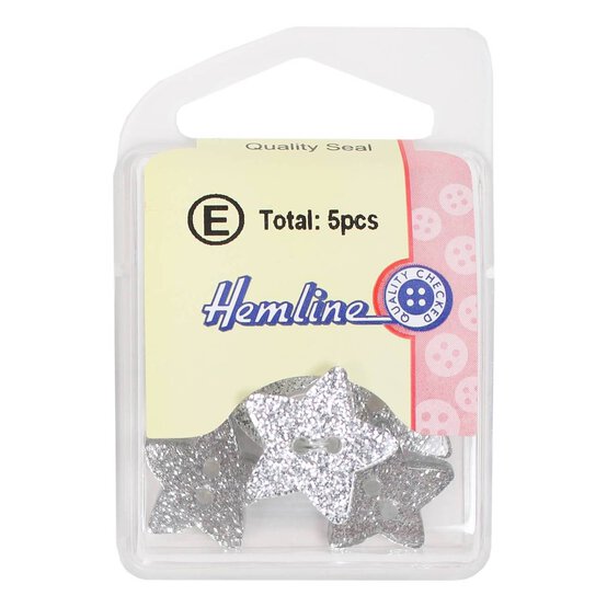 Hemline White Novelty Star Button 5 Pack image number 2