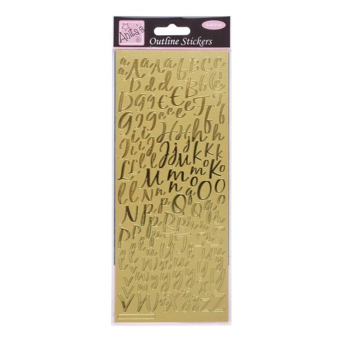 Anita's Gold Modern Alphabet Outline Stickers image number 1