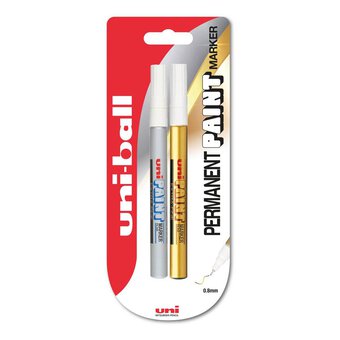 Uni-ball PX203 Gold and Silver Fine Paint Permanent Markers 2 Pack
