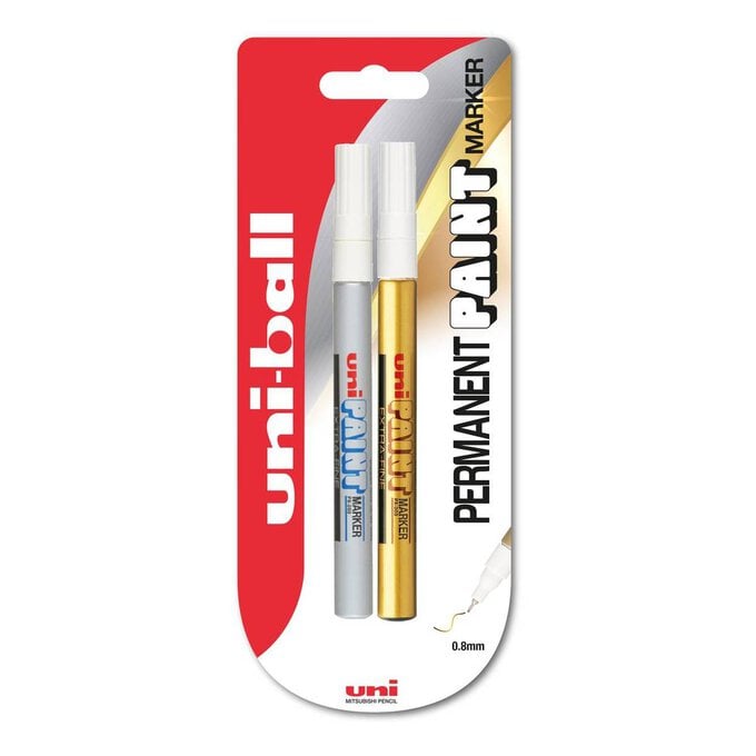 Uni-ball PX203 Gold and Silver Fine Paint Permanent Markers 2 Pack image number 1