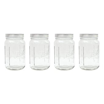 Fresh Embossed Clear Glass Jar 913ml 4 Pack