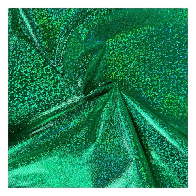 Emerald Hologram Foil Fabric by the Metre image number 1