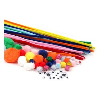 Primary Colour Pipe Cleaners and Poms Craft Pack 80 Pieces
