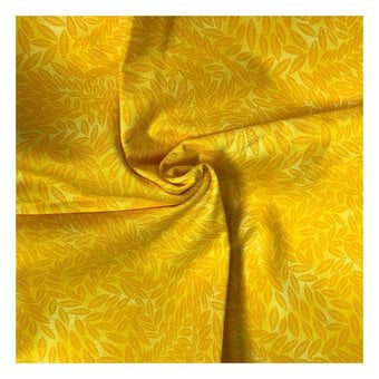 Yellow Cotton Textured Leaf Blender Fabric by the Metre