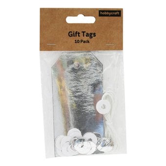 Silver and White Traditional Tags 11cm 10 Pack image number 2