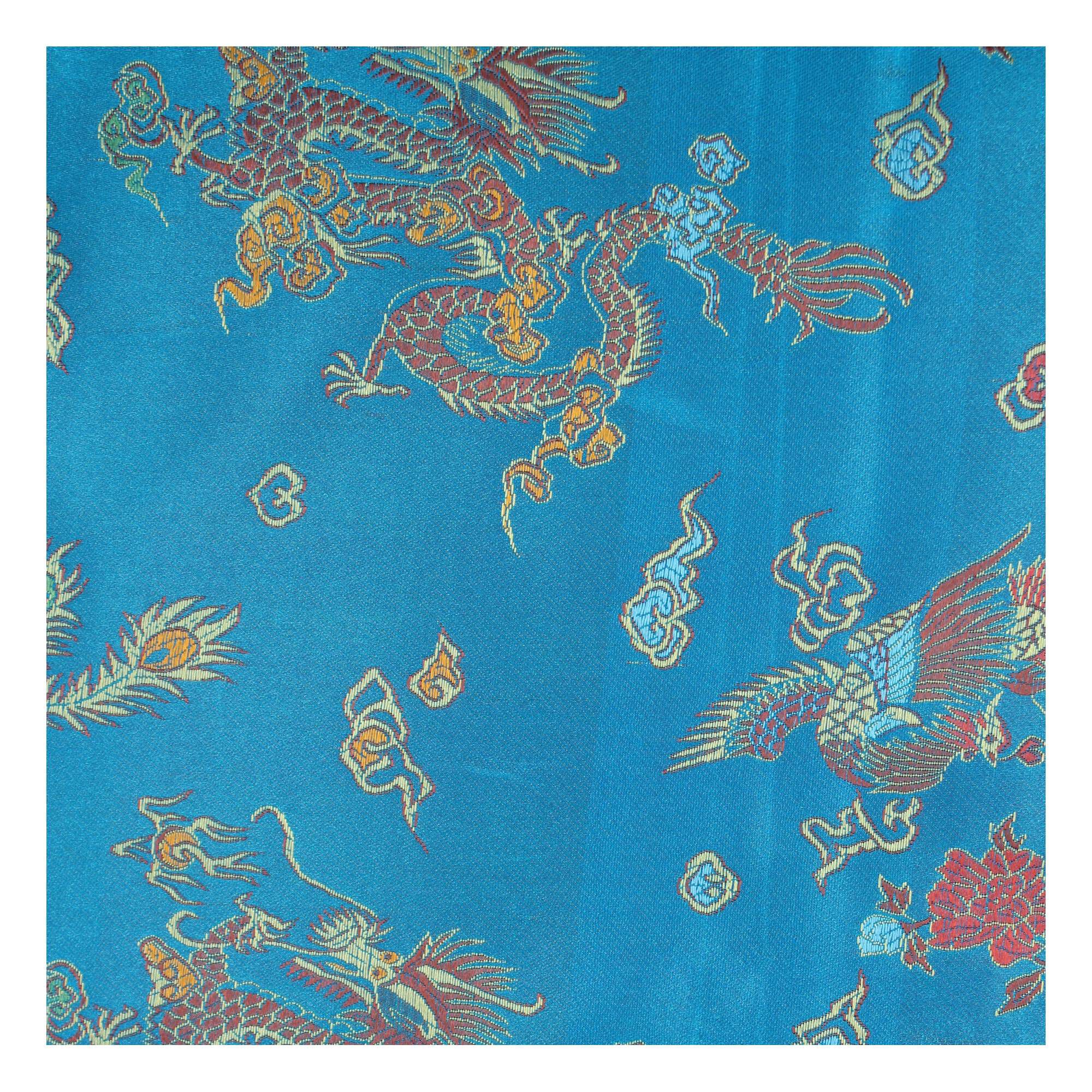 Turquoise Print Chinese Brocade Fabric by the Metre | Hobbycraft
