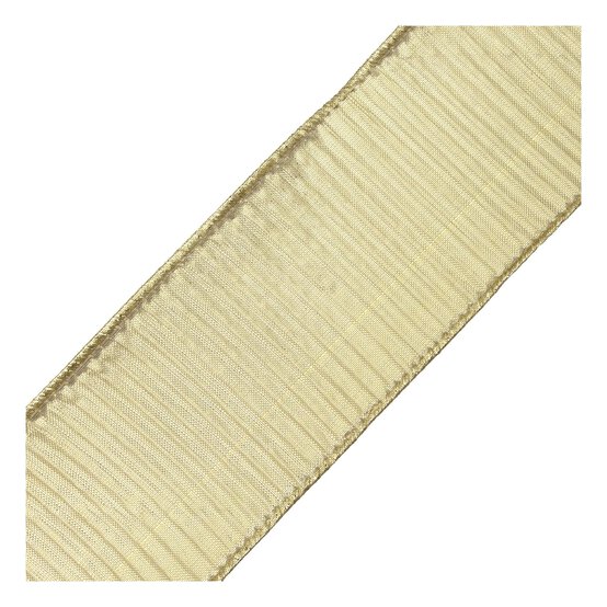 Gold Pleat Wire Edge Printed Ribbon 63mm x 3m image number 3