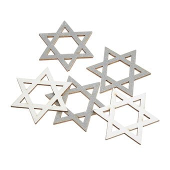 Silver Star of David Wooden Toppers 5 Pack