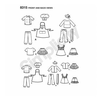 Simplicity Chef Doll Clothes Sewing Pattern 8315