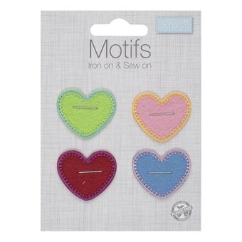 Trimits Colourful Heart Iron-On Patches 4 Pack