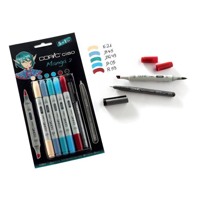 Copic Ciao Twin Tip Manga 2 Markers 6 Pack