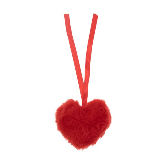 Red Faux Fur Heart Pom 9cm  image number 3