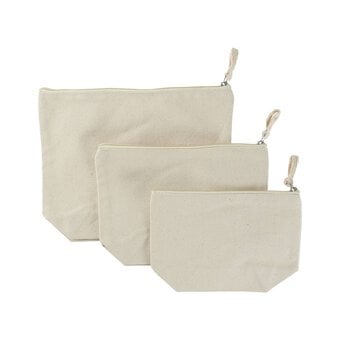 Natural Cotton Cosmetic Zip Pouch 3 Pack image number 2