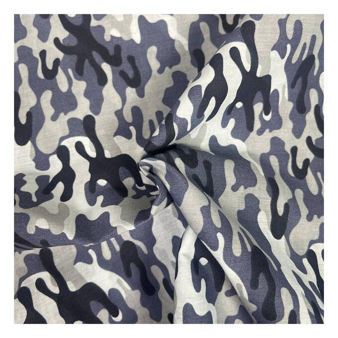 Grey Camo Polycotton Fabric by the Metre image number 1