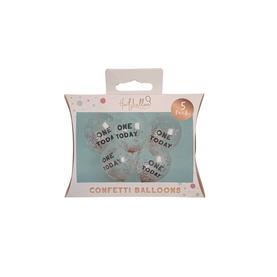 Pastel One Today Confetti Balloons 5 Pack image number 1