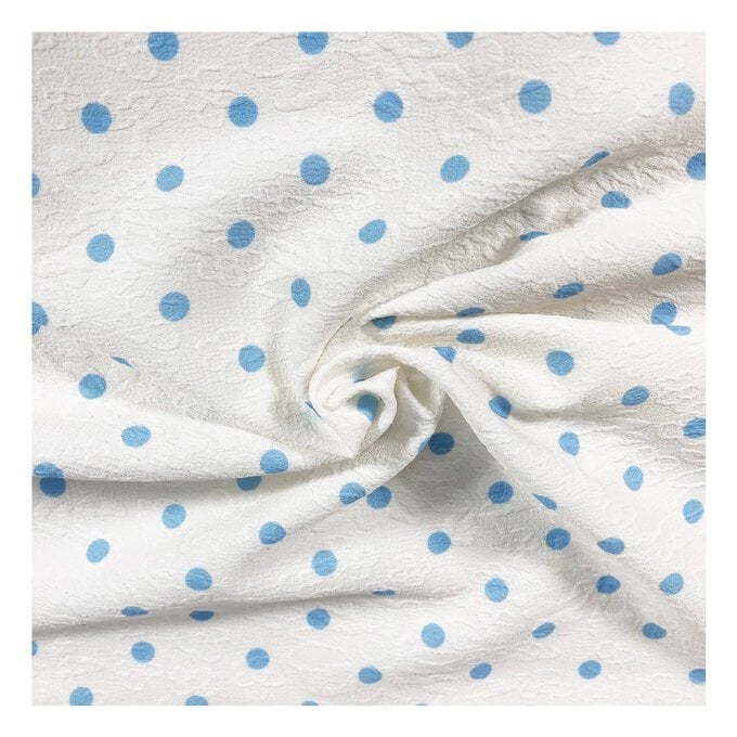 Blue Spot Crinkle Fabric by the Metre image number 1