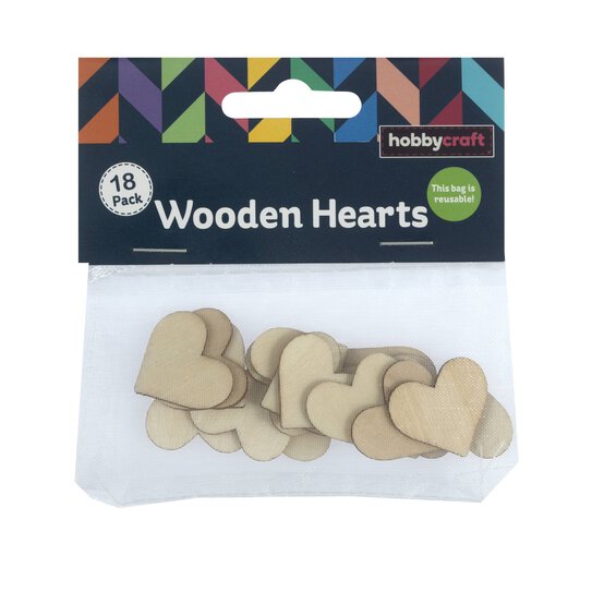 Natural Wooden Hearts 18 Pack  image number 3
