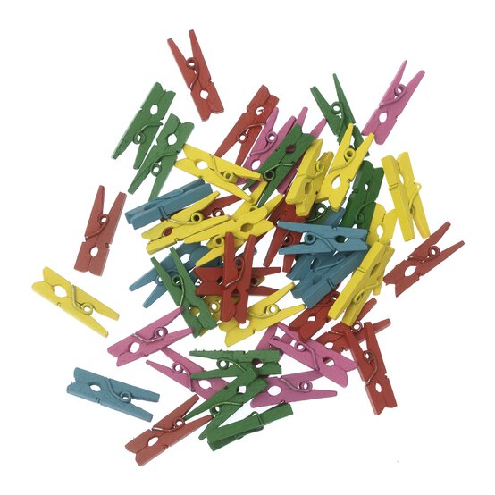 Mini Bright Wooden Pegs 50 Pack image number 1