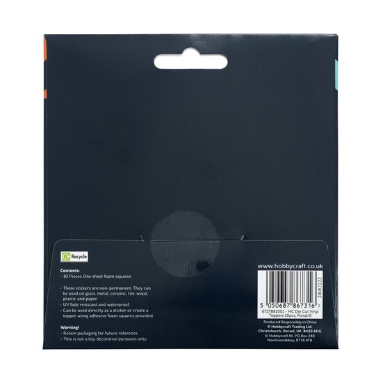 Floral Vinyl Sticker Toppers 10 Pieces image number 5